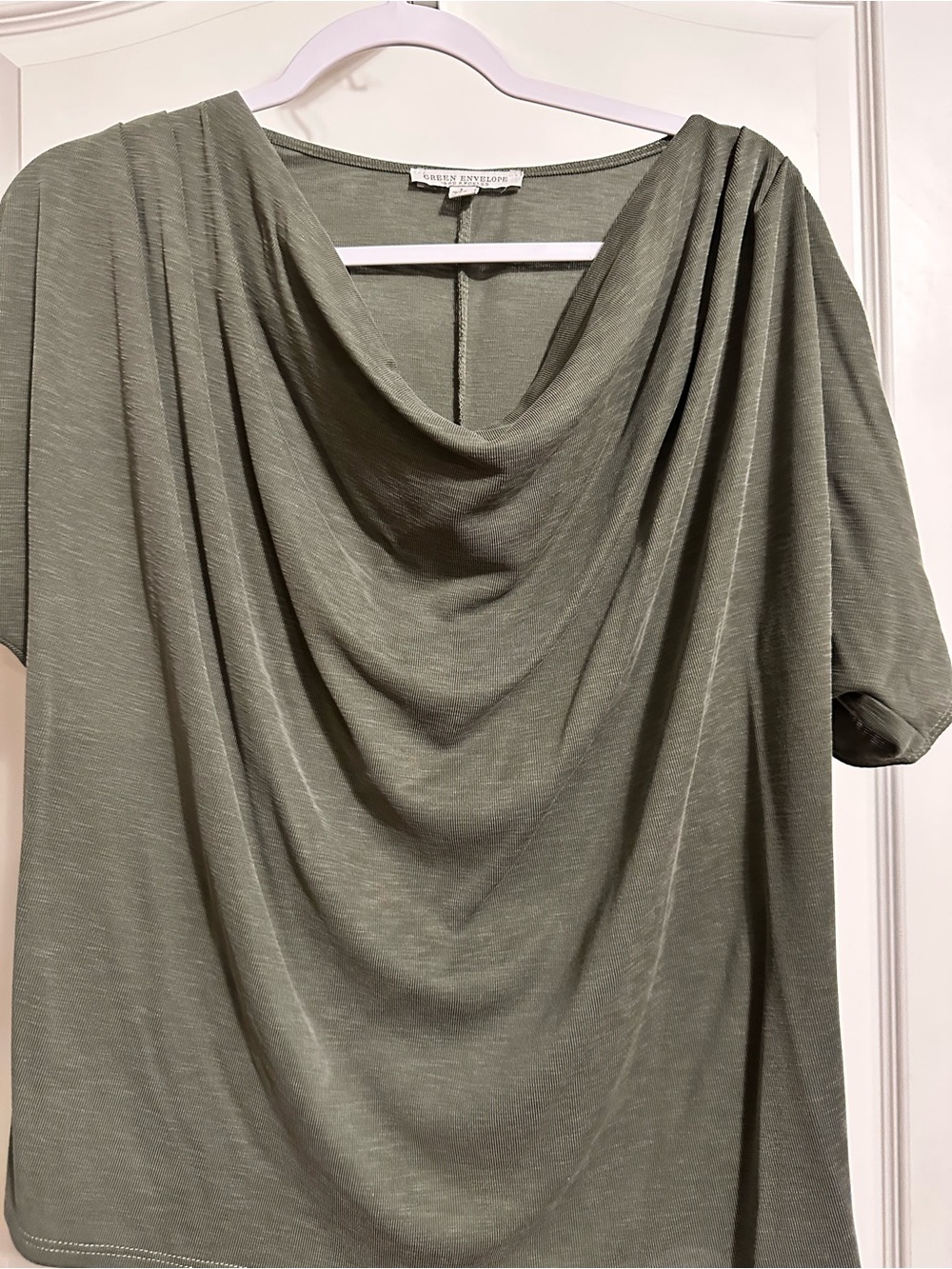 Green Envelope Olive Green Ribbed Top